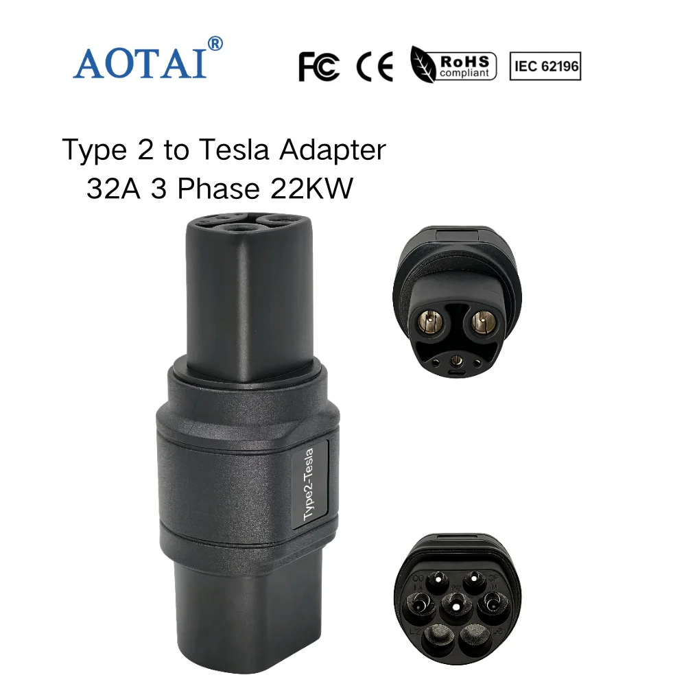 Adaptateur de câble de charge AOTAI pour véhicule électrique, convertisseur Type 2 vers NACS, pour stations de charge, compatible avec Model Y/S/3