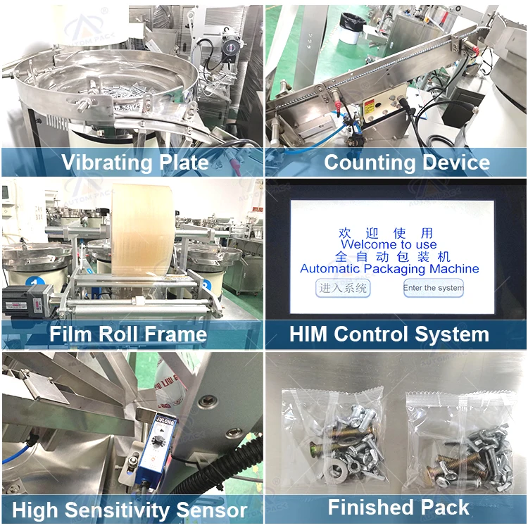 Factory Counting / Sorting Hardware Fittings Bolt Screws Fastener Bullet Screw Mixed Plastic Bag Counting Packing Machine