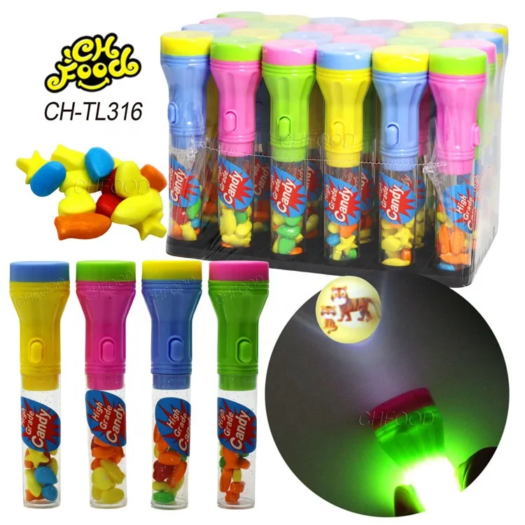 Wholesale and Custom Plastic LED Flashlight Projector Toy with Cartoon Shape Mini Tablet Hard Candy Children's Promotion Toy