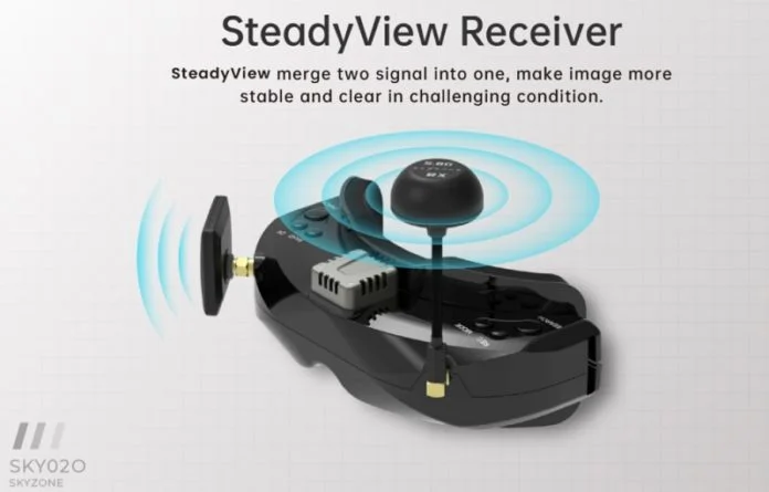 FPVゴーグル　Skyzoneトラッカー機能　ドローンレース用　ダイバシティ受信　１円より売り切ります | SKYZONE SKY04X PRO 5.8G 48CH 1920*1080 OLED FPVゴーグル ヘッドセット  日本語メニュー対応 焦点調節可能 SteadyViewレシーバー内蔵 ヘッドトラッカー機能付き DVR⁄HDMI入力をサポート 52°FOV広視野 |