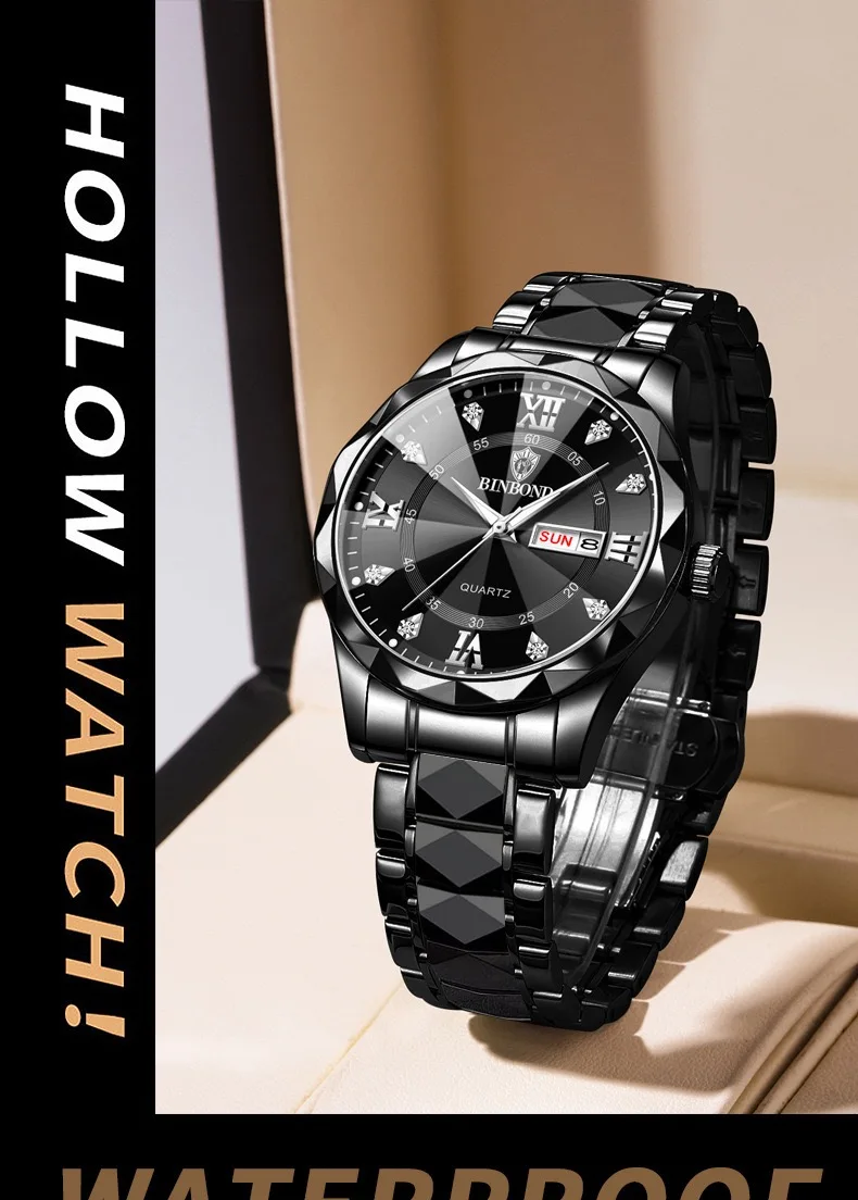 Binbond Luxury Man Wristwatch Waterproof Luminous Date Week Men Watches ...