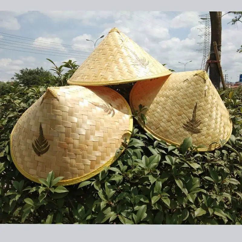 bluk order cheap conical hat by real bamboo,hot wholesale