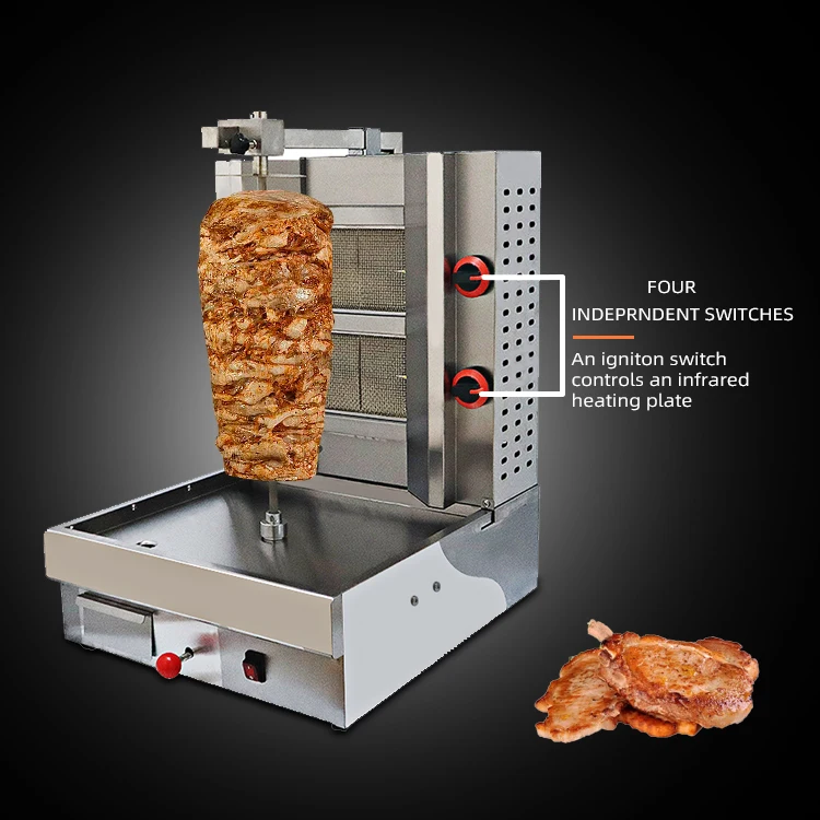 Professional Custom Ga Doner Kebab Machine Commercial Two Ceramic Burners Automatic Rotating Bbq