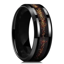 fashion men jewelry luxury tungsten carbide ring black plated tungsten ring inlay gold foil inlay men wedding band ring