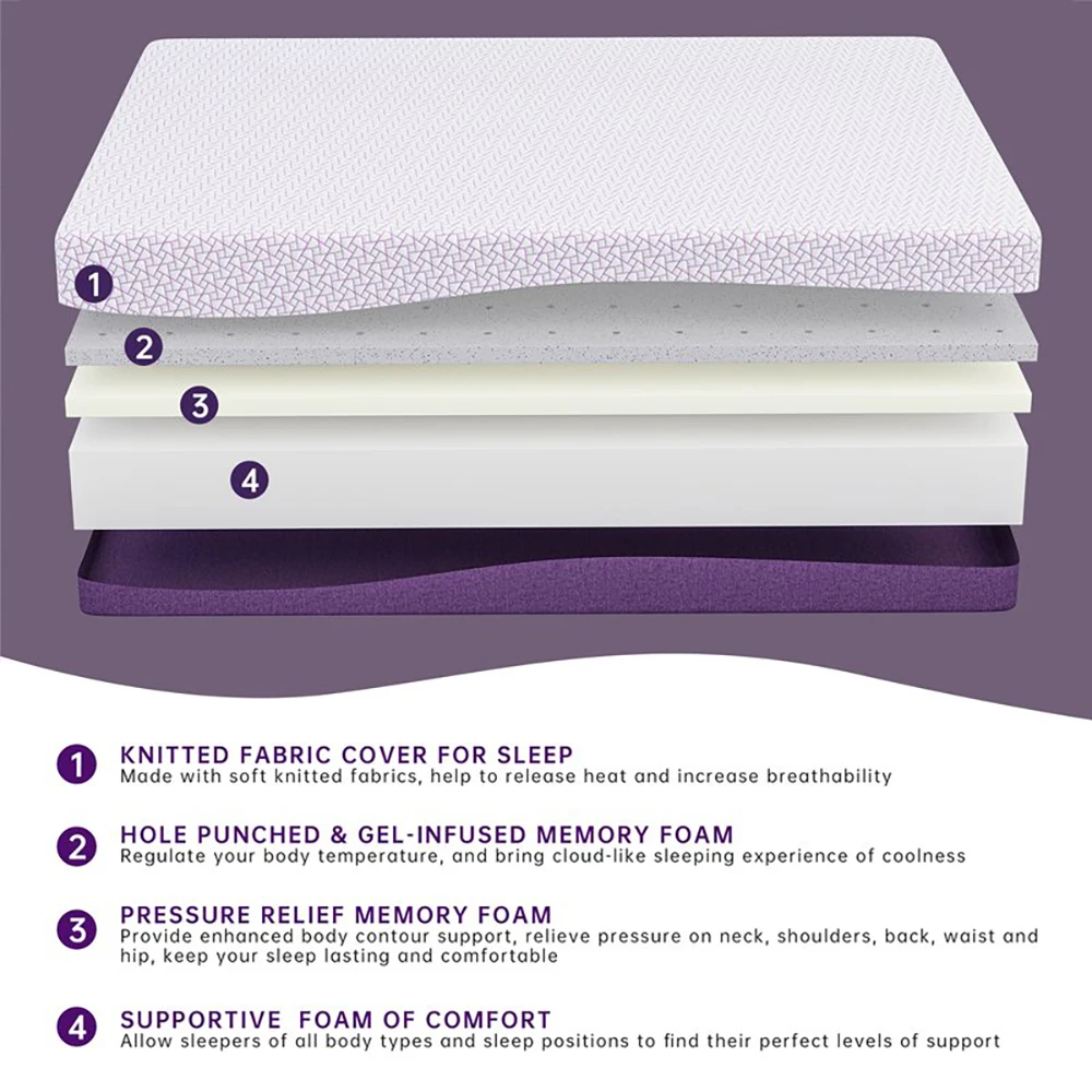 Purple Mattress Twin Full Queen King Size With High Quality Knitted