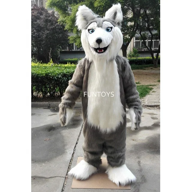 Grey Wolf Husky Dog Fursuit Mascot Costume Suit Cosplay Party Fancy Dress Outfit