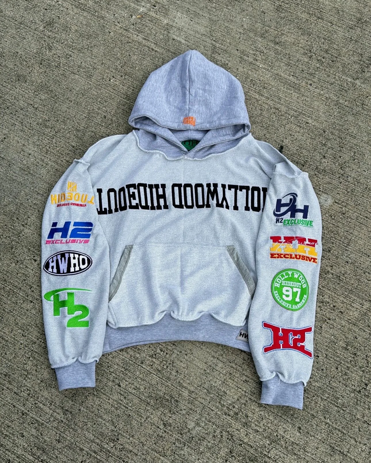 For Wholesale Regular Fit Drop Shoulder Reversible Stitch Patch Applique Embroidery Heavy Pullover Hoodies Autumn Men 100% gallery 8