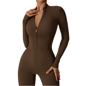 Bnice Women Jumpsuits & Playsuits Yoga Zipper Jumpsuit Sports Set Romper for Ladies Long Sleeve Breathable Nylon Bodysuit