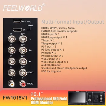 FEELWORLD FW1018 V1 10.1 Inch 1920x1200 IPS Camera Monitor with Peaking Focus Assist 3D LUT for DSLR OEM Factory Direct detail image