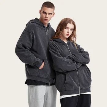 Custom Designed 100% Cotton Zip-Up Hoodie Heavy 420gsm Two-Way Zip-Up Crop Style