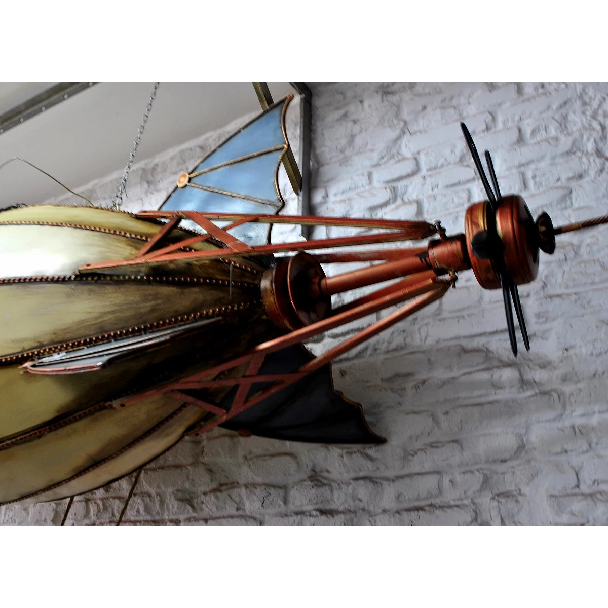 Vintage Iron 19th Century Airship Pendant - Retro Metal Wall Decor