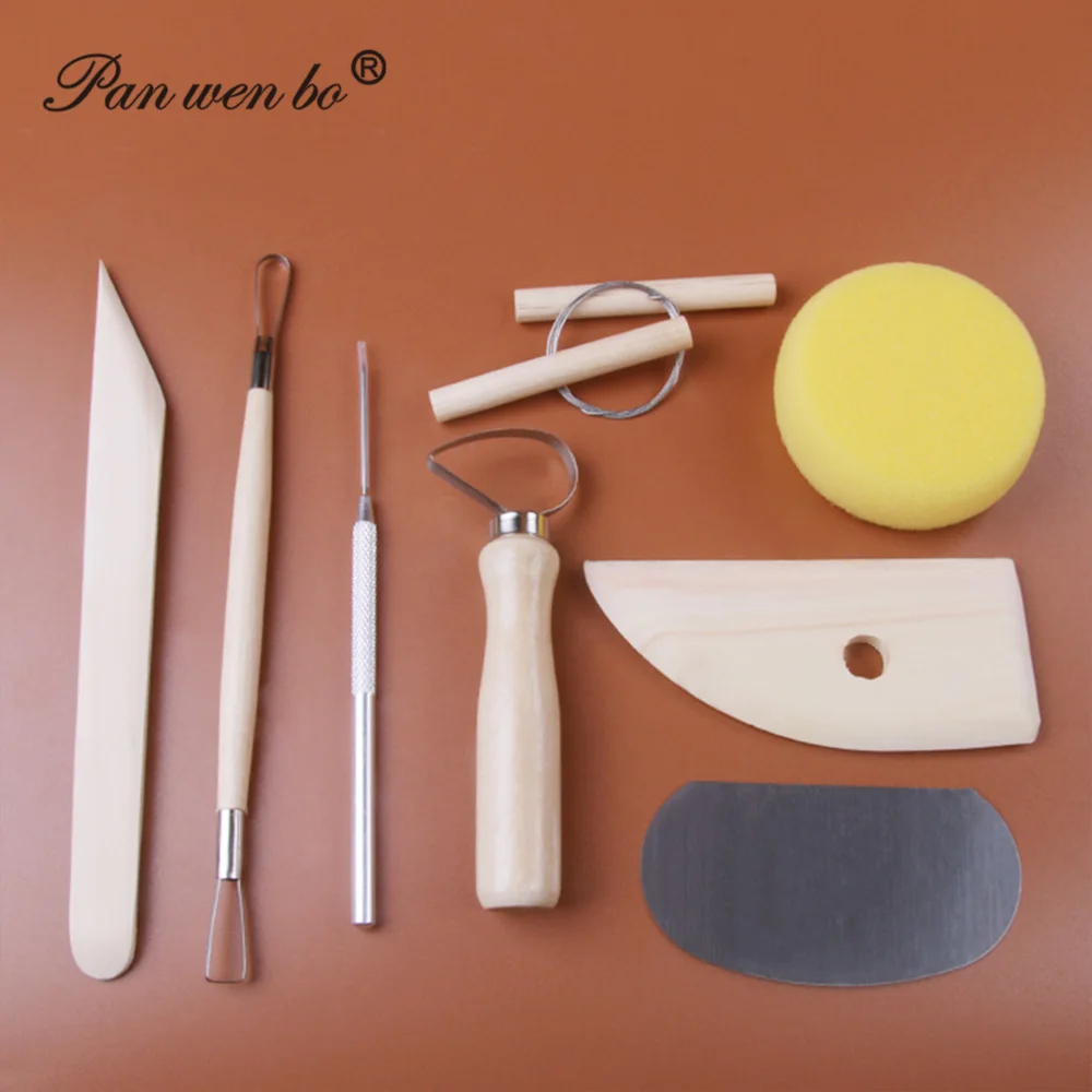 Factory 8 Pieces Clay Cutting Modeling Trimming Tools Wooden Pottery Sculpting Clay Tools Set