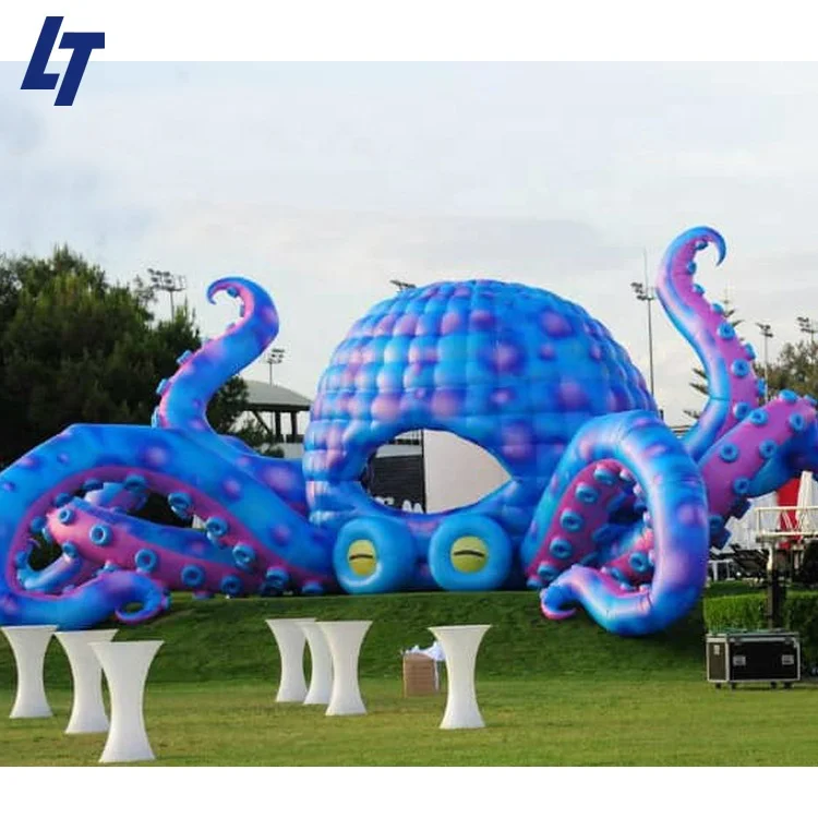 Polpo Gonfiabile Gigante Con Luci LED | Decorazione Da Esterno 5x1,4 M Per Feste E Eventi