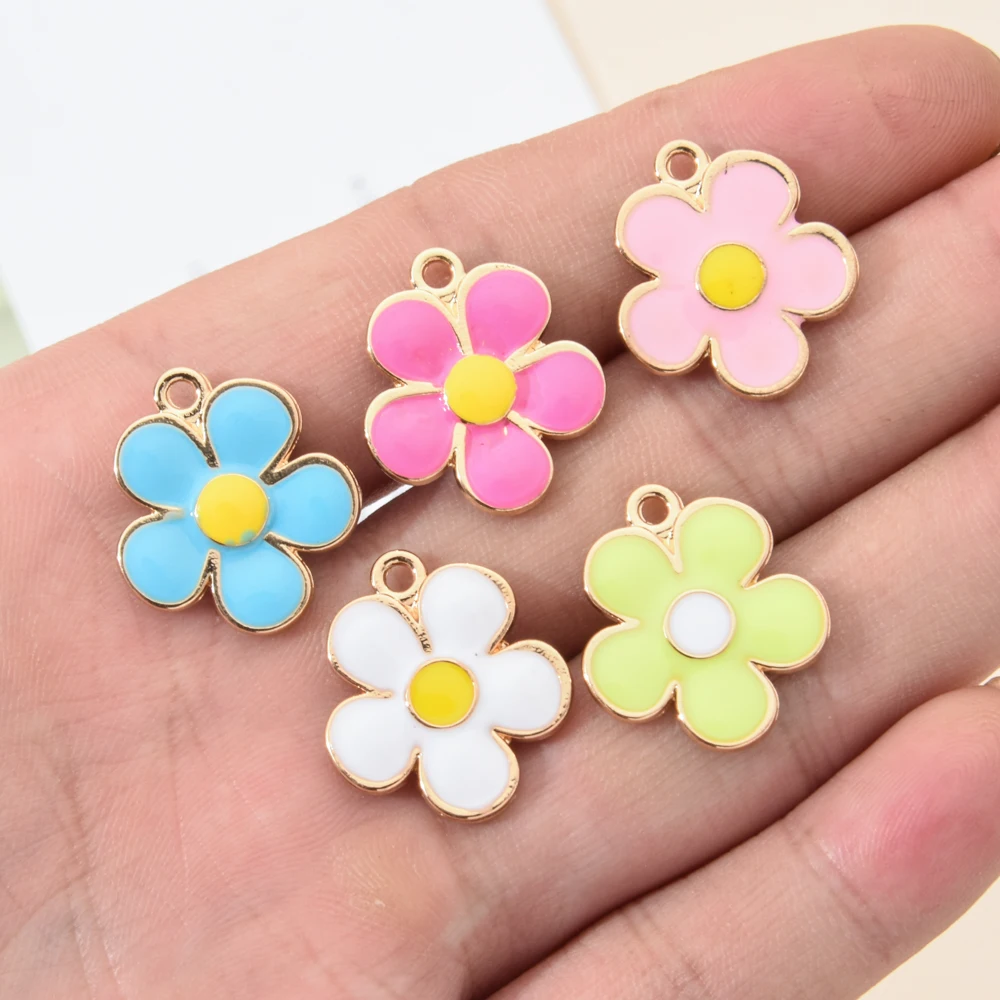 10pcs/Lot Flower Japan Protective Talisman Wish Tag Oil Enamel DIY Charms  for Bag Earring Jewelry Making Handmade Pendant
