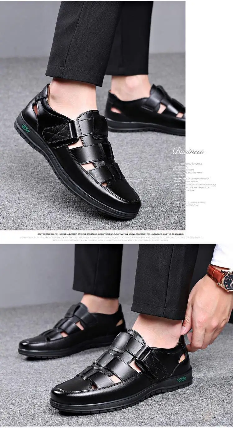 2025 oem customized footwear sandals homes men's Cow leather sandals made men's sandals lather