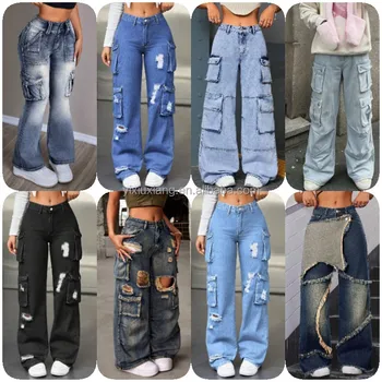 Vintage baggy jeans Women's '90s custom zipper work Jeans Pants Baggy pants Plus size women's pants