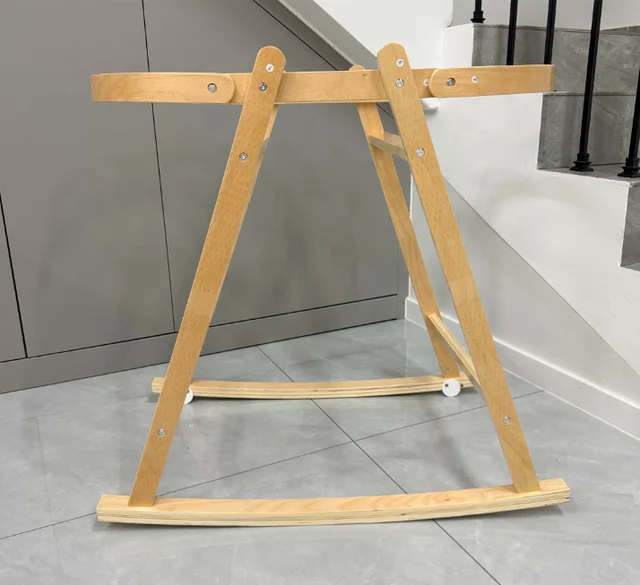Hot Sale Customized High Quality Rocking Wooden Baby Moses Basket Stand for Bedroom Use