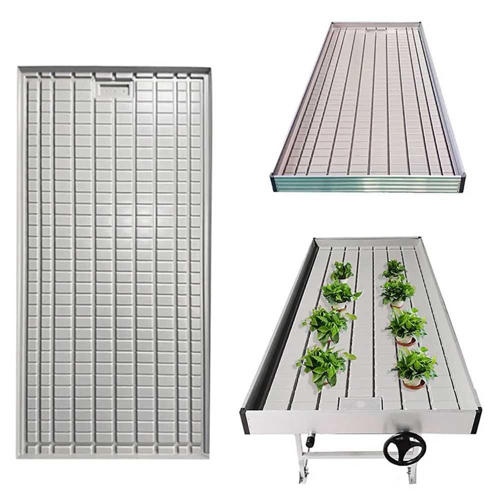 Custom 4x8 Movable Hydroponic Ebb Flow Rolling Bench Grow Rack System Growing Table Seedbed for Various Plant Types for Seeding