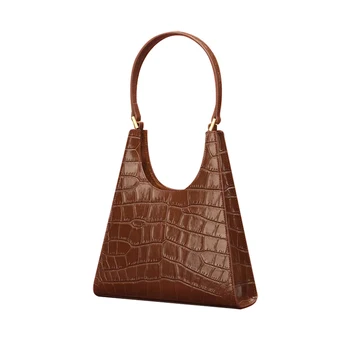 Limited edition single handle triangle shape animal pattern real leather handbags bolsas para dama