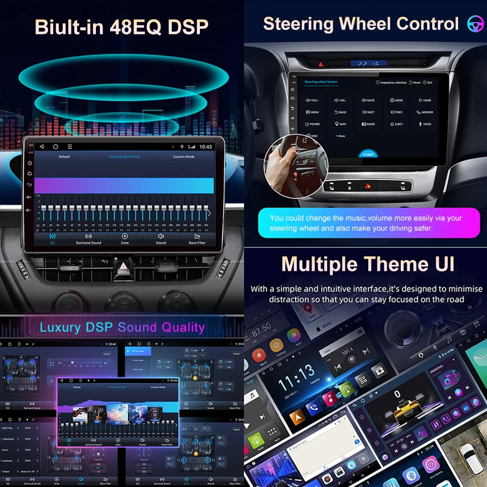 Android 9 Inch 4G Car Stereo IPS Screen GPS Navigation Carplay 1080P Backup DVD Player for Geely GC7 2012-2013 Multimedia System