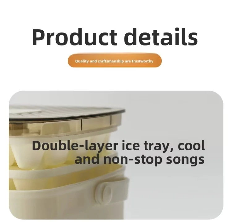 New Large Capacity Food Grade Ice Box Ice Bucket Double-Layer Pressed Ice Cube Mold with Handle Drawer