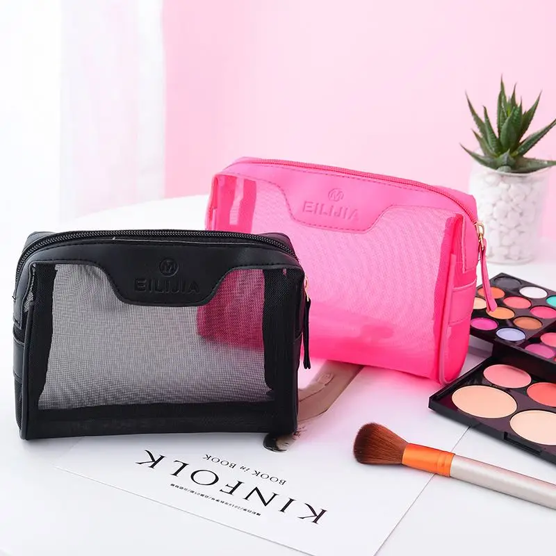 Customized Sizes Black Mesh Promotion Cosmetic Packing Pouches Nylon 