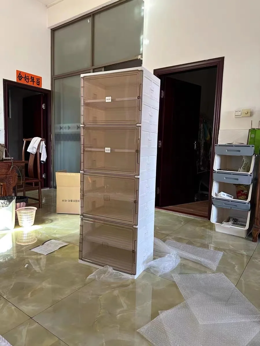 Jeko&jeko 8 Tiers 16 Pairs Black Color Shoe Rack for Front Door