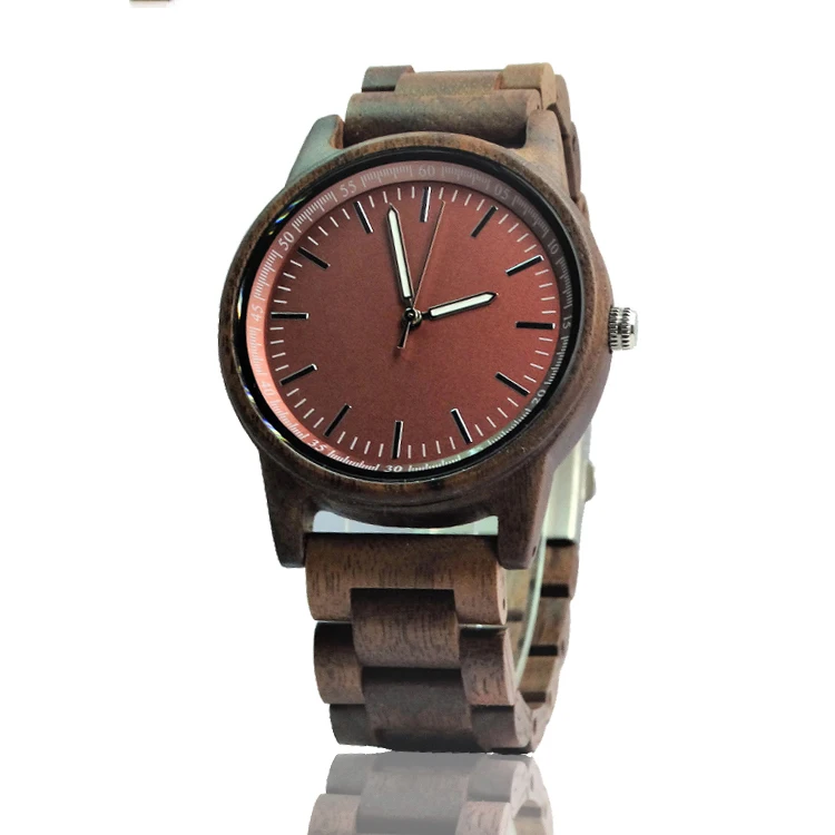 Hot selling hand made wood craft working watches quality guarantee