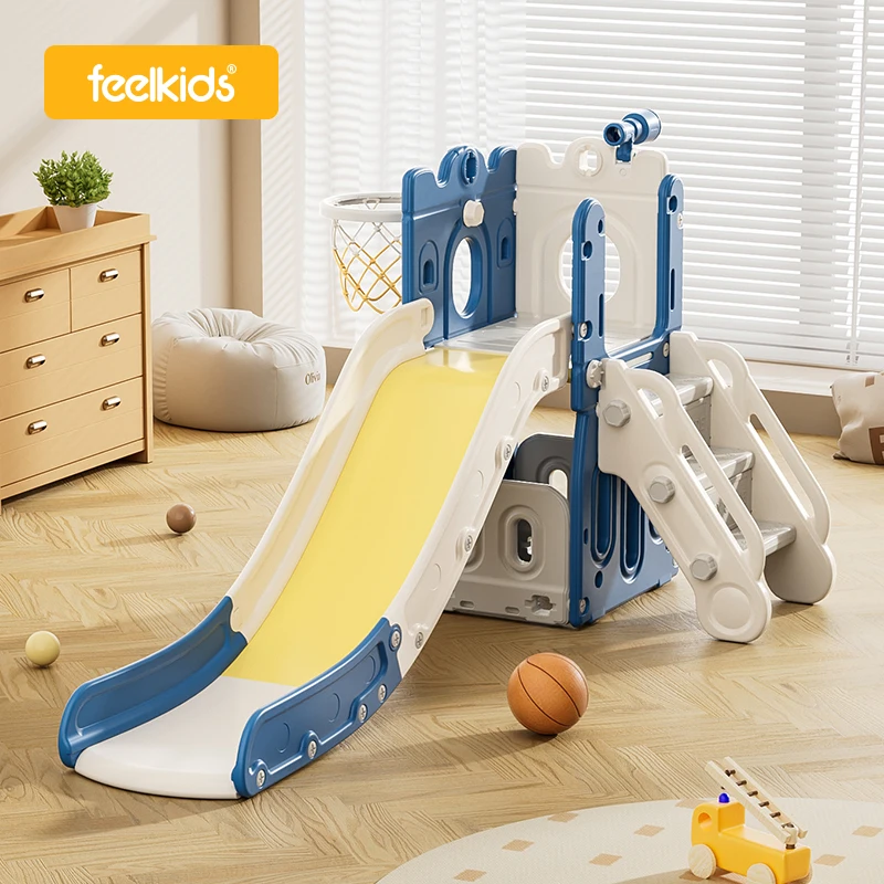 Feelkids L-shaped Stair Slide Safety Playhouse Indoor Children's Playground Plastic Toy Baby Swing Slide for Home Shopping Mall