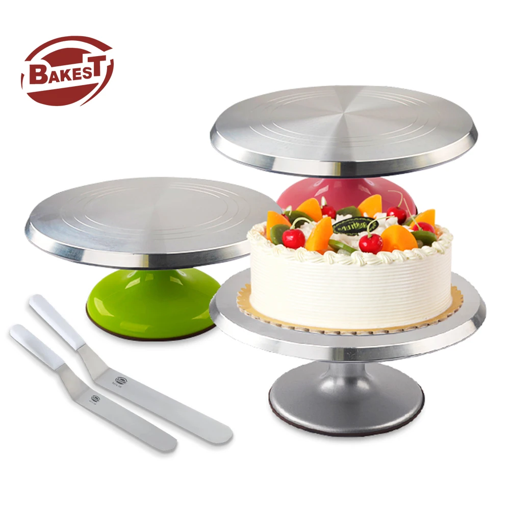 Professional Silent Bearing Rotating Cake Stand Sturdy Aluminum Alloy Cake Turntable Cake Decorating Supplies for Chefs