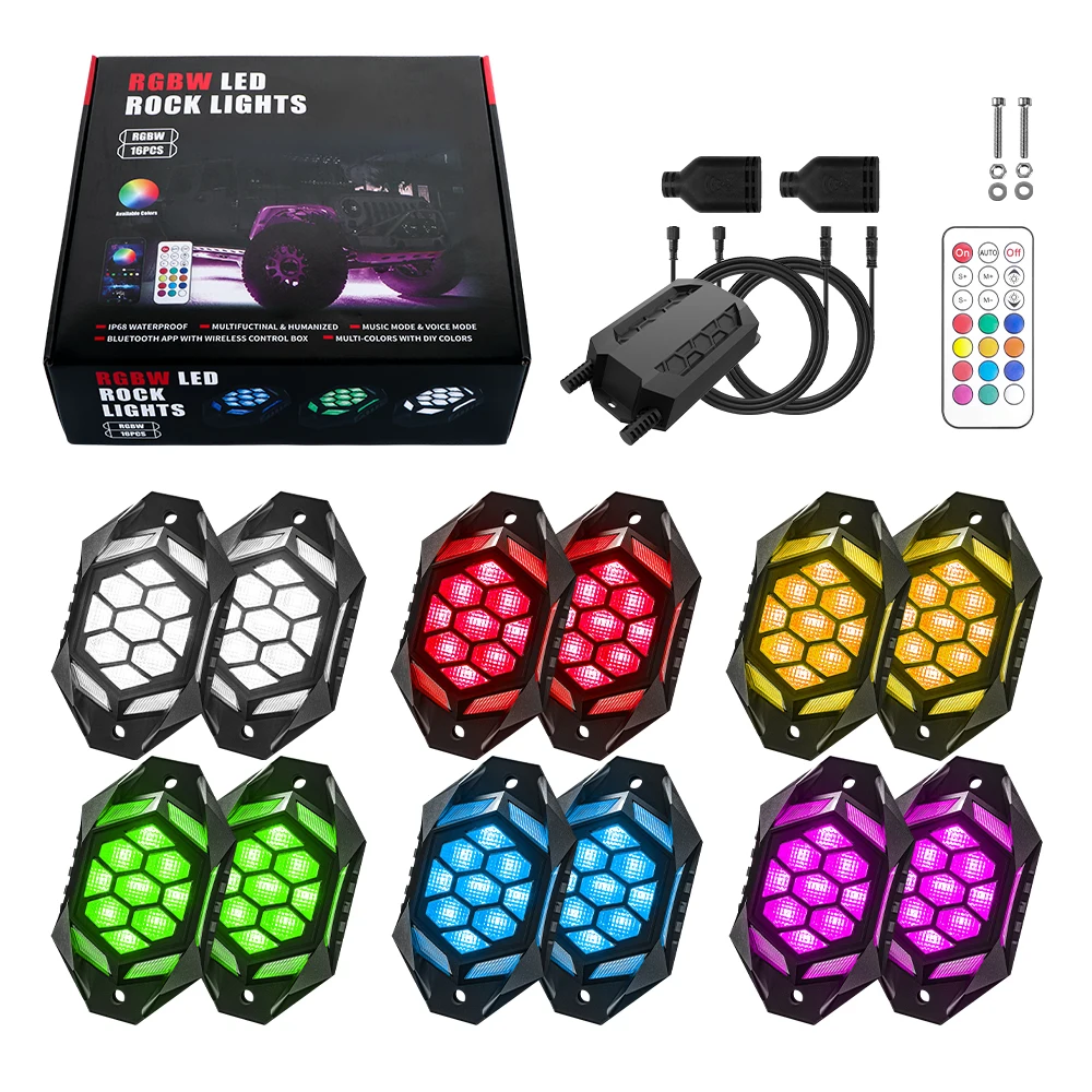 Kit 8 Feux De Roche RGBW 24W Infinite Offroad - Les Plus Brillants Du Marché, Garantie 25 Ans