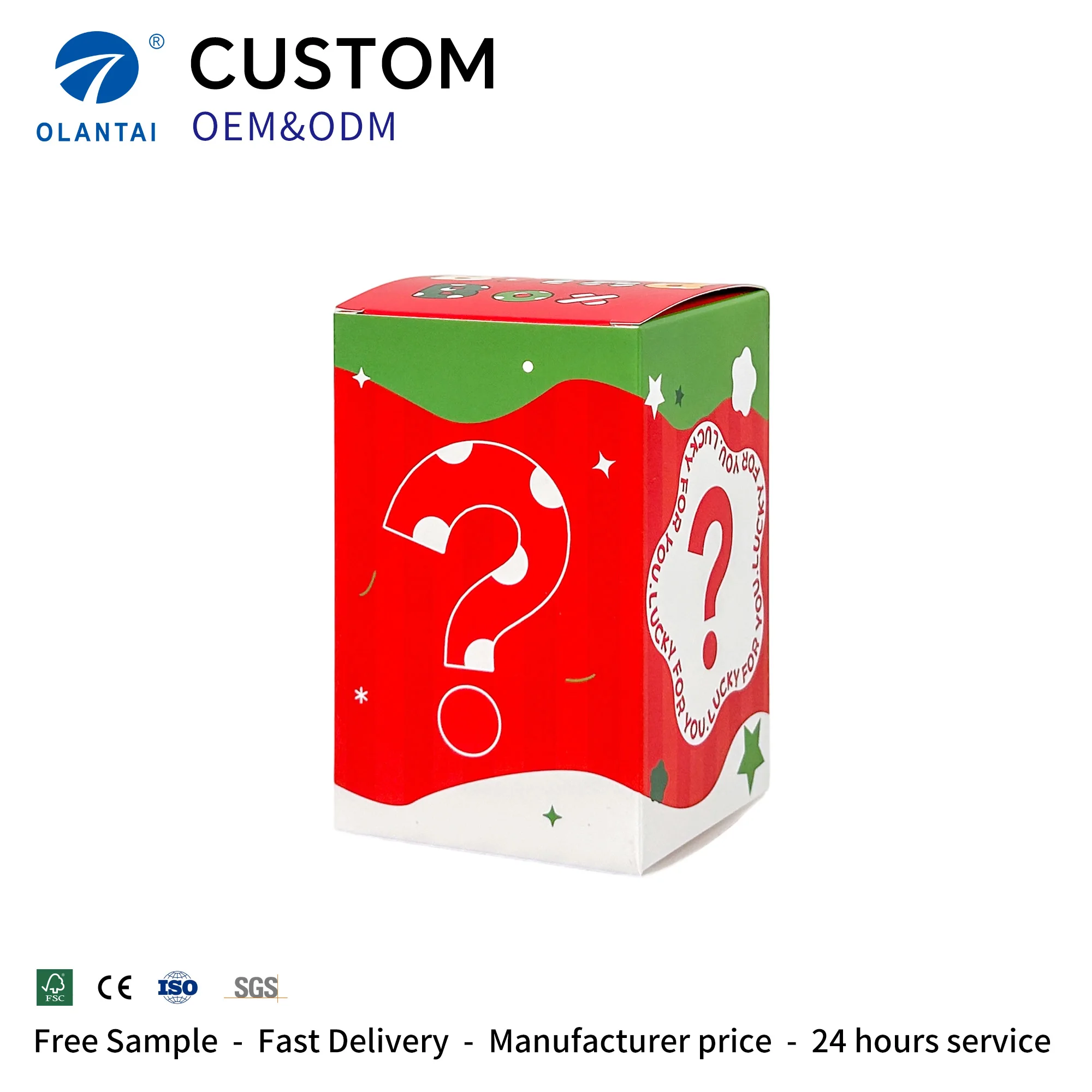 Customized Christmas Eco-Friendly Reusable Kraft Paper Mysterious Box with 4C Logo Printing Die Cuts Luxurious Packaging