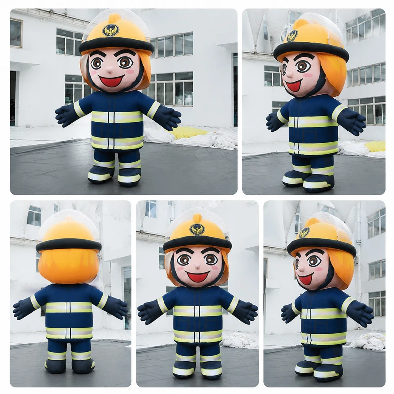 Firefighter Customize Huged Inflatable Costume for Propagandizes Promotion,Custom Giant Cartoon Firefighter Inflatable Fireman