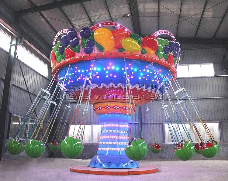 Funfair rides carnival games children amusement park fruit wave swing ride watermelon flying chair