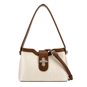 2026 High-quality White Underarm Bucket Bag with Zipper, High-end Luxury Waterproof Women's Bag
