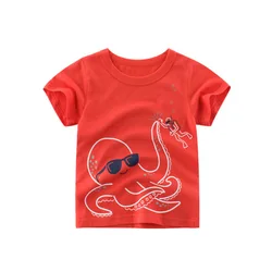 Лето 2019, новинка, Детские хлопковые футболки с коротким рукавом и принтом животных для детей