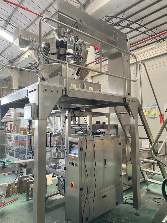 JintianPack Automatic Snacks Bag Vertical Packaging Machine 10/14 Heads Weigher Pouch Puff Nitrogen Food Packing Machine