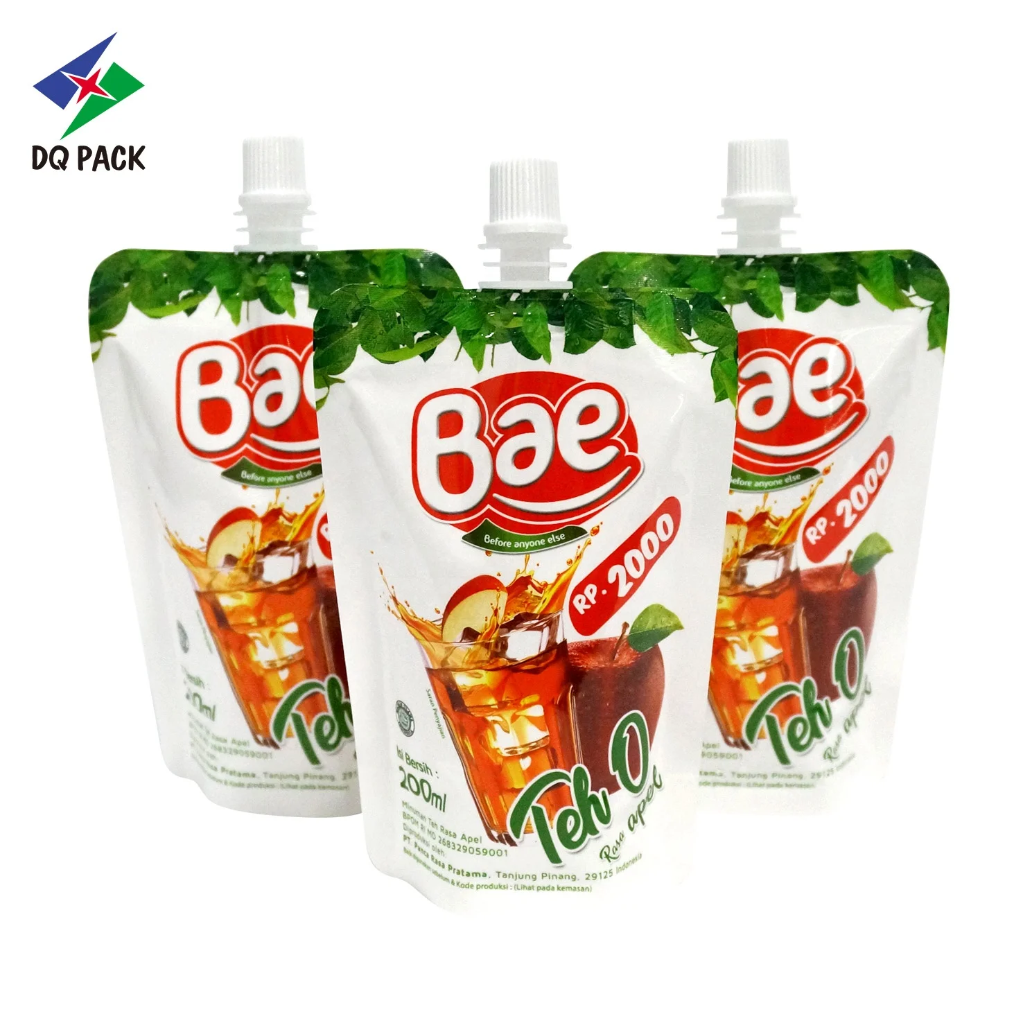 DQ PACK costom Logo Printed Stand up pouch with spout for beverages packaging pouch
