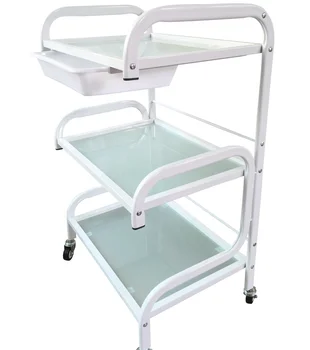 Big Size Salon Furniture Nail Salon Trolley Glass Material Beauty Salon Trolley for Collecting Beauty Accessories