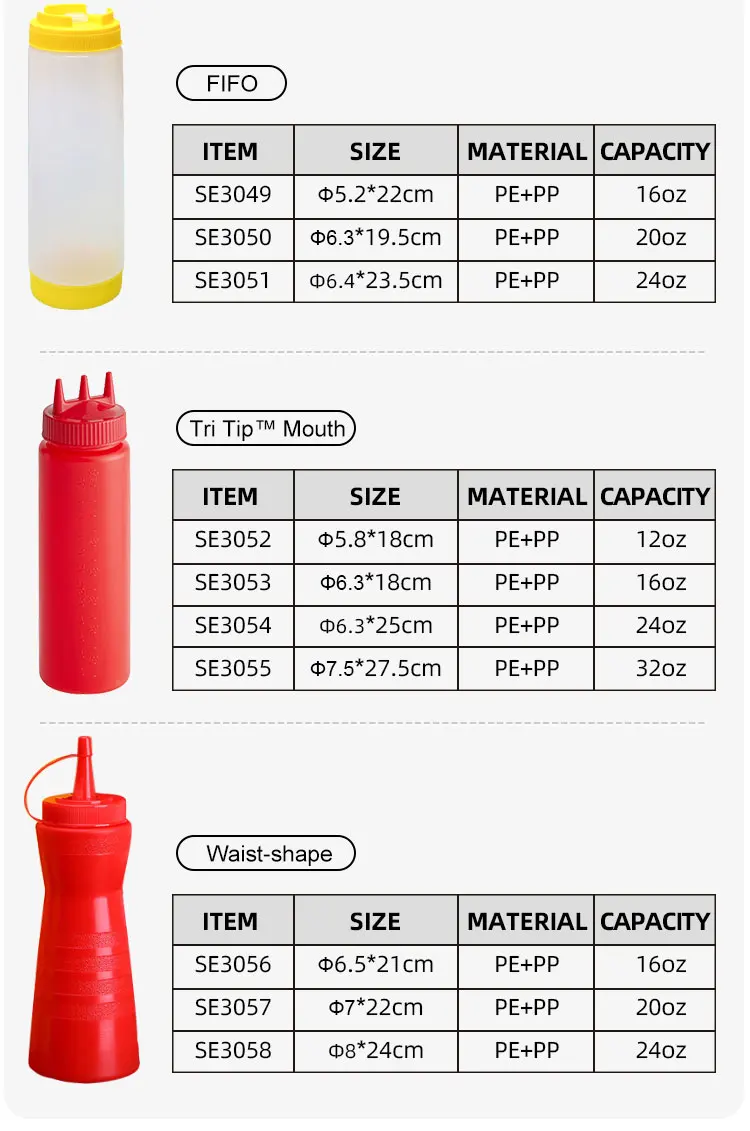 Food grade custom logo restaurant chilli ketchup dispenser bottles 16 oz FIFO plastic sauce condiment squeeze bottle manufacture