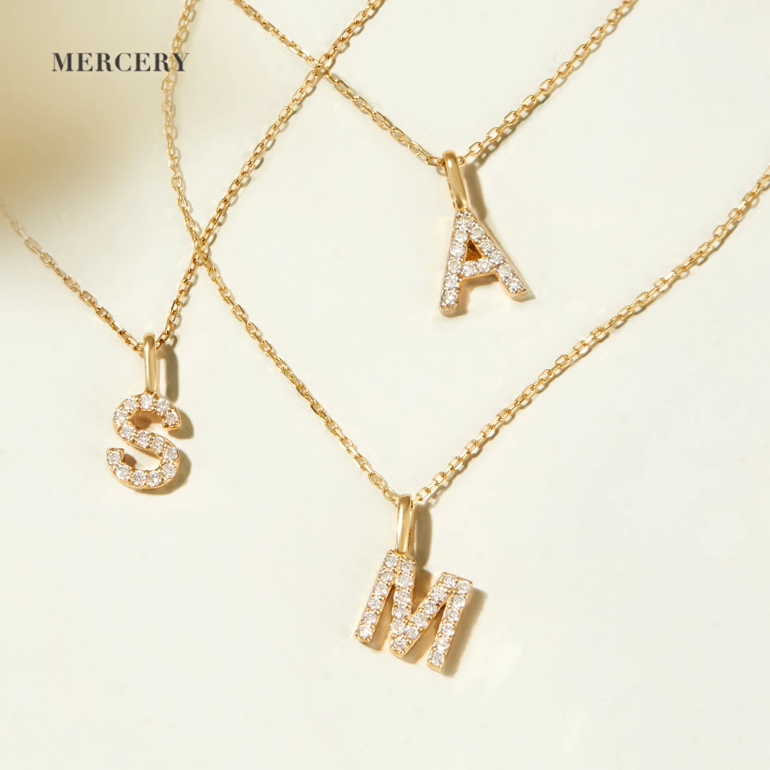 Mercery Jewelry Real Gold Alphabet Charm Polished Letter Pendant Set ...
