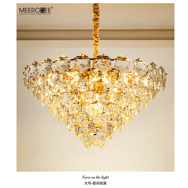 MEEROSEE Hexagram K9 Crystal Pendant Light Modern Chandelier Chandeliers Lamparas Chandeliers & Pendant Lights for Home MD86801