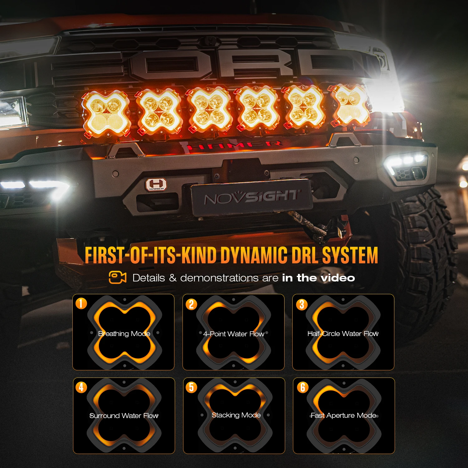 Novsight HALO Pro Series 6Inch DRL Dual Color 6500k Led Work Light 