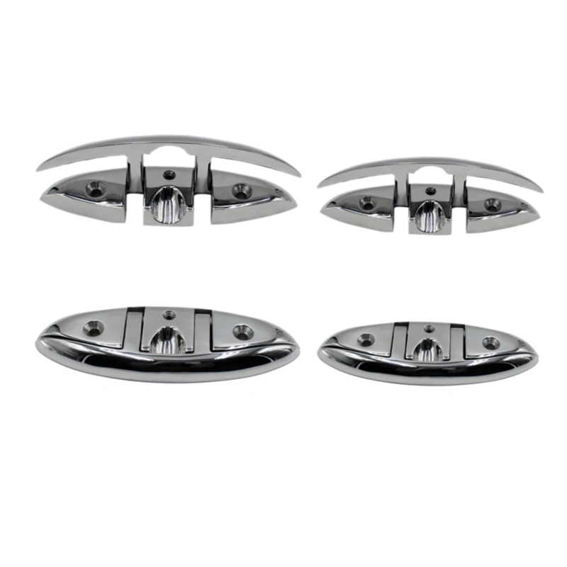 6-Inch Heavy Duty Folding Cleat – 316 Stainless Steel Black Coated Marine Cleat For Boats, Yachts, RVs