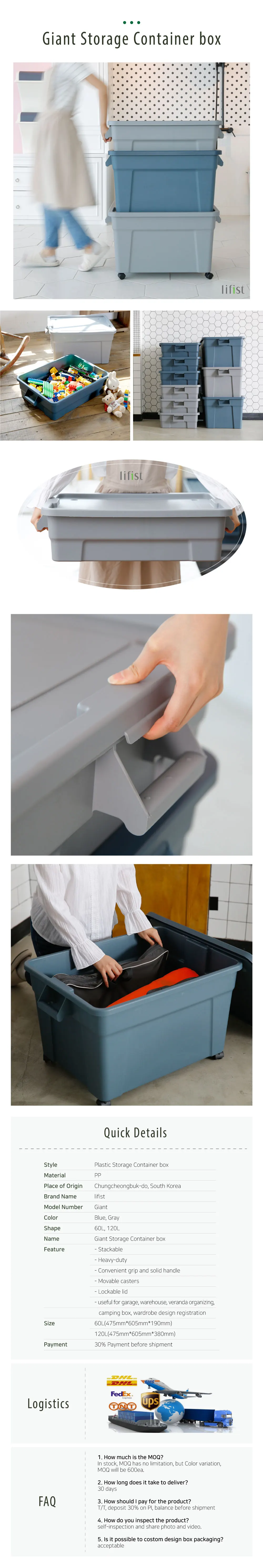 Stackable Plastic Storage Box Tote Organizing Container With Durable