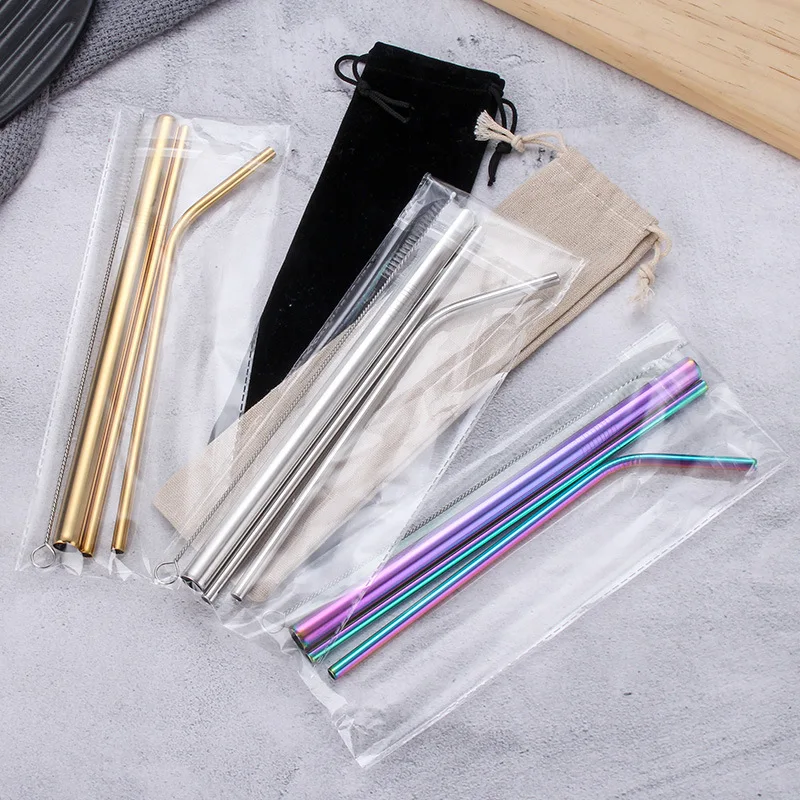 Eco Friendly Straight Bent Reusable 18/8 Stainless Steel Straw Set Drinking Metal Straw Buy
