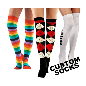designer thigh socks custom made knit thigh high socks with logo customize plus size