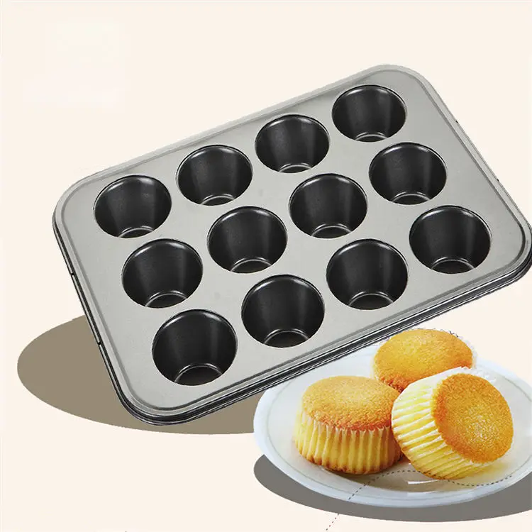 Bakeware Tool 12 Cups Nonstick 16 Cup Cupcake Tray Carbon Steel Cake Tart Muffin Top Pan Madeleine Mold Bread Pan Muffin Pan