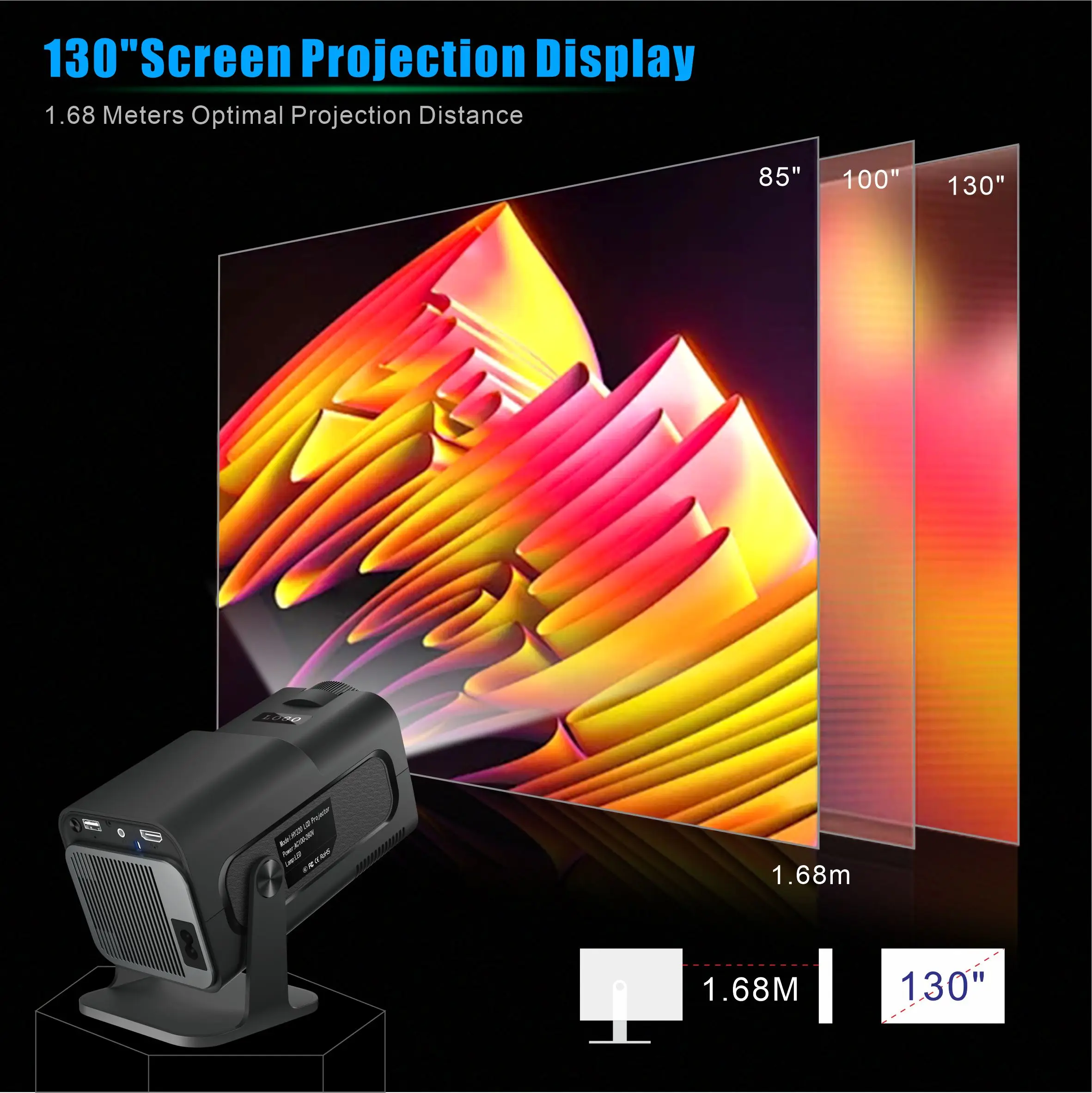 HY320 Mini Portable Projector - 4K Full HD Outdoor Travel