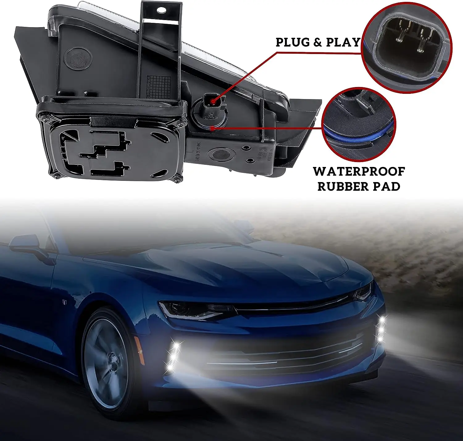 OVOVS No Turn Signal Function Front LED Daytime Running Lights Fog Light for Chevrolet Camaro 16-18